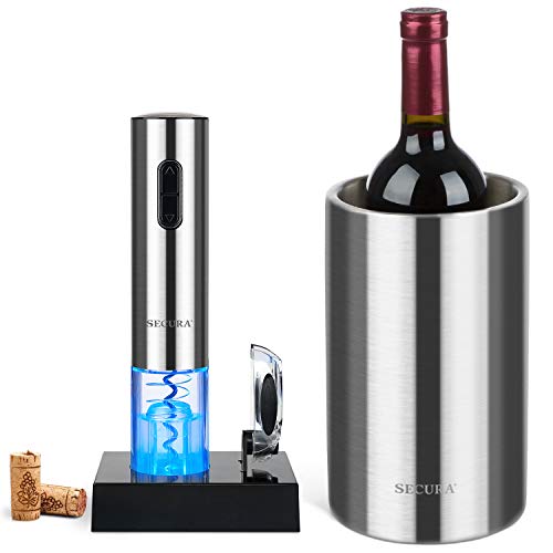 Automatic Electric Wine Bottle Opener with Foil Cutter and Wine Chiller