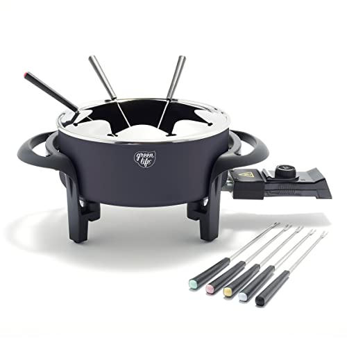 GreenLife 14 Cup Electric Fondue Maker Pot Set For Cheese