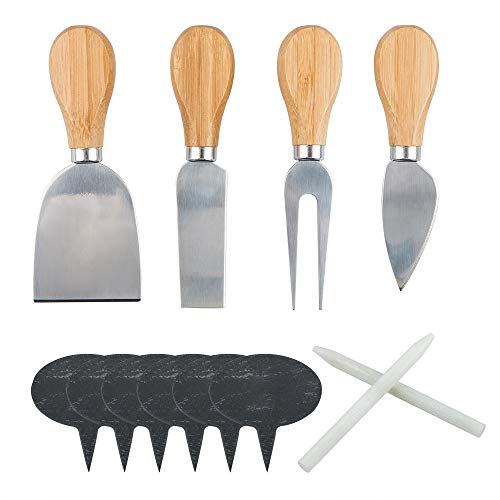 Set of 12, Wood Handle Cheese Knives with Cheese Markers
