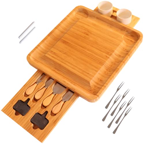 Frux Natural Bamboo Cheese Board and Knife Set.