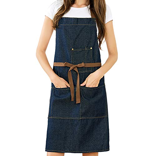 Meychin Blue Adjustable Denim Jean Kitchen apron