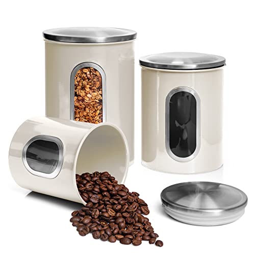 Moss And Stone 3 Piece Ivory Canisters Sets For The Kitchen