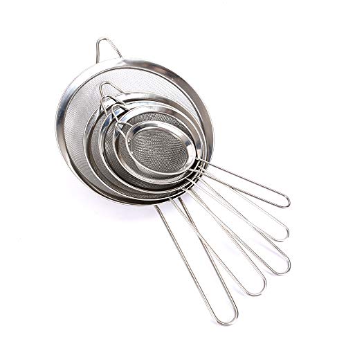 Set of 5 Sizes Premium Quality Fine Mesh Stainless Steel Strainers