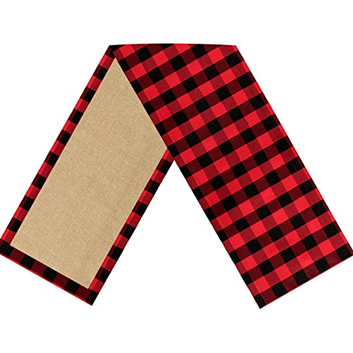 Plaid Table Runner Burlap Mothers Day Table Runner