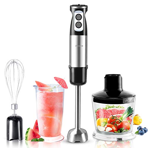 Akrobo 500W Immersion Hand Blender with 4 Attachments – Perfect for Smoothies, Soups, and Sauces 