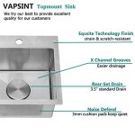 VAPSINT 15"x 15" Topmount Brushed Nickel Drop in Bar Sink - Image 4