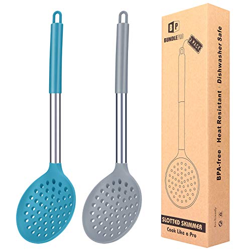 Set of 2 Large Slotted Spoon Kitchen Ladle Strainer Set