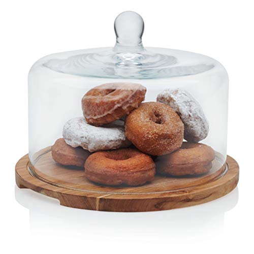 Libbey Acaciawood Flat Round Wood Server Cake Stand