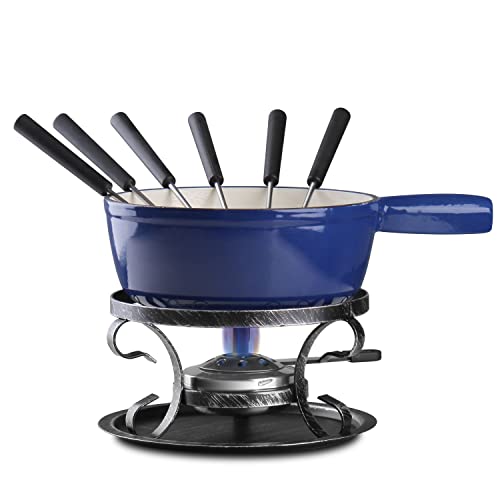 Artestia Swiss Traditional Cast Iron Cheese Fondue Pot Set