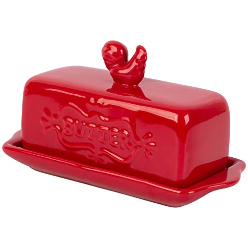 Premium Butter Keeper with Rooster Finial