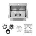 VAPSINT 15"x 15" Topmount Brushed Nickel Drop in Bar Sink