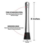 Kitchen Relaxation Muddler for Cocktails - 8-inch Stainless Steel Fruit Crusher - Image 2