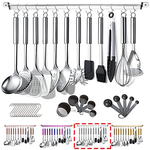 Kitchen Utensils Set with Utensil Holder Rack And Hooks