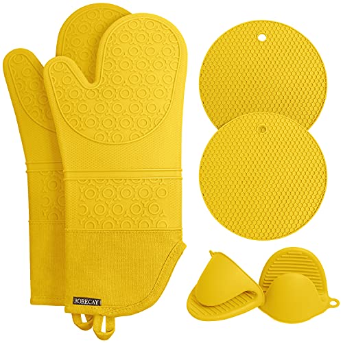 Heat Resistant Silicone Oven Mittens with Mini Oven Gloves