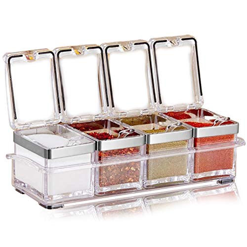 Aogist Kitchen Spice Pots 4 Piece Clear Seasoning Box