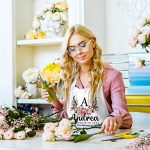 Personalized Kitchen Apron Initial Name Flowers Design - Image 5