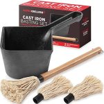 Alpha Grillers Cast Iron Pot & BBQ Brushes for Sauce