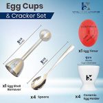 Set of 4 Ceramic Egg Holders + 4 SS Spoons - Image 2