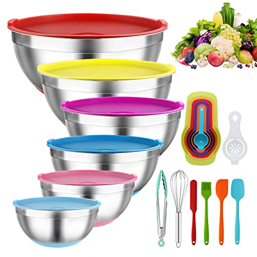 Mixing Bowls with Airtight Lids with Non-Slip Silicone Bottom