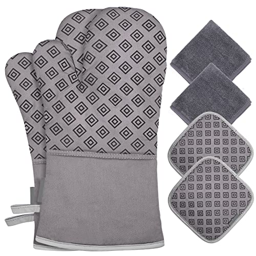 500° Heat Resistant Oven Gloves Silicone Ovenmitts Hotpads Set