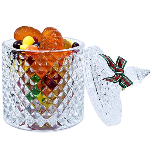 Small Glass Candy Dish with Lid - Clear Covered Candy Bowl