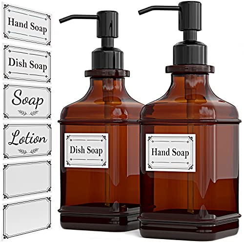 Hand Soap Dispenser Amber Glass Bottle