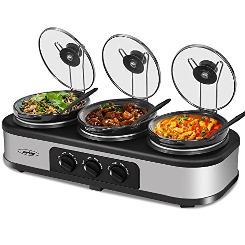 Triple Slow Cooker with Non-Skid Feet