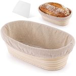 Handmade Oval Banneton Basket Bench Scraper & Linen Cloth