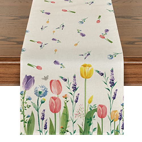Artoid Mode Lavender Tulip Spring Table Runner