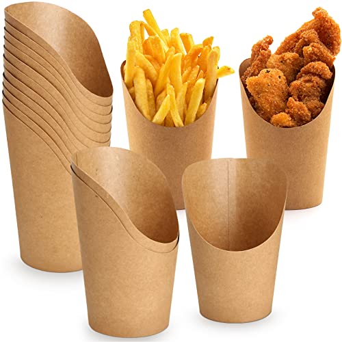 150 Pieces Brown French Fries Holder Disposable Paper