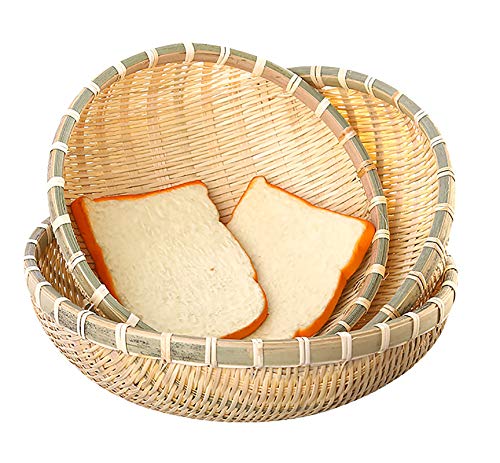 Cedilis 3 Pack Bamboo Basket Tray, Wicker Bread Basket