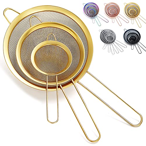 Kyraton Gold Fine Mesh Strainer 3 Pieces Set