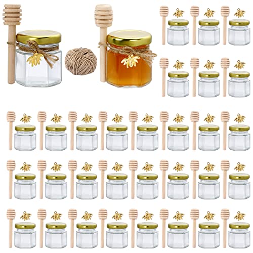 32Pcs Premium 1.5 oz Hexagon Mini Glass Jar