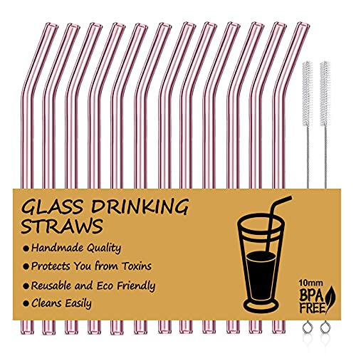 8mm Glass Drinking Straws with 2 Cleaning Brushes