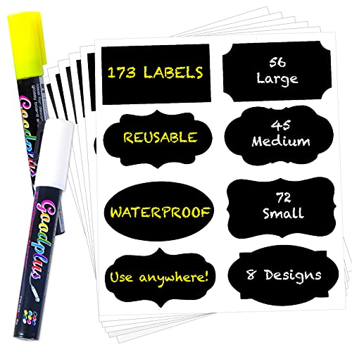 Chalkboard Label Stickers Bulk with 2 Chalk Markers