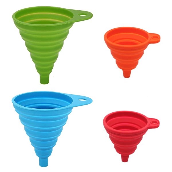 Filling Water Bottle Oil Liquid Power Transfer Collapsible Funnel Set