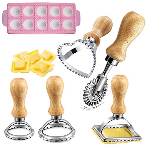 5PCS Ravioli Stamp Maker Cutter with Roller Wheel Set