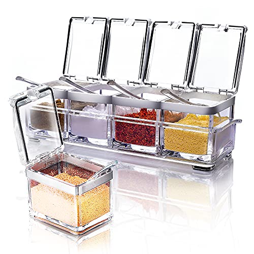4 Piece Clear Seasoning Rack Spice Pots