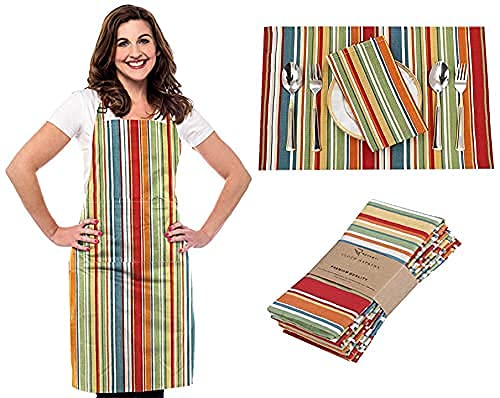 Ruvanti Cloth Napkins 6 Pack with Matching 1 Pk Women Apron