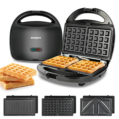 Cusimax Sandwich Maker, 3-in-1 Waffle Iron for Egg