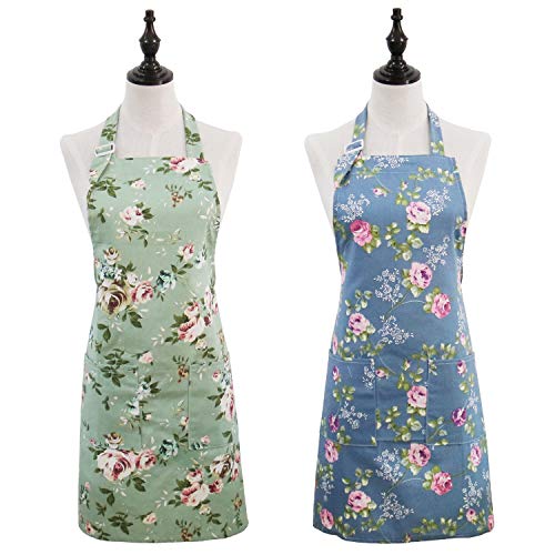 Adjustable Kitchen Chef Aprons with Rose Pattern