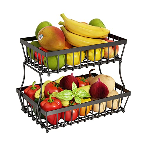 GILLAS 2 Tier Fruit Basket Countertop for Kitchen