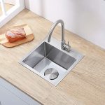 VAPSINT 15"x 15" Topmount Brushed Nickel Drop in Bar Sink - Image 2