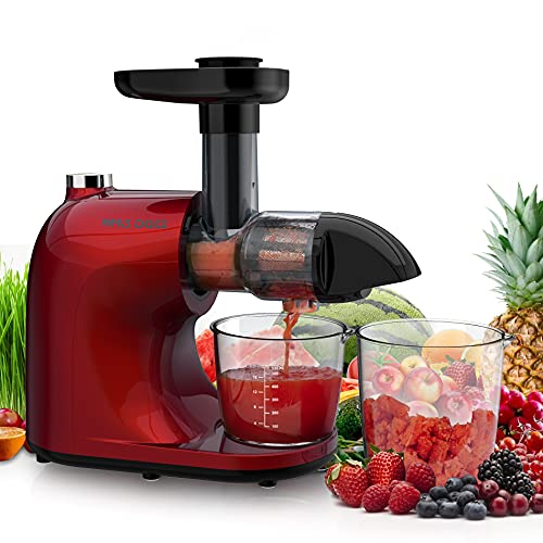 Quiet MAMA'S CHOICE cold press juicer with two-speed modes and easy-to-clean design, perfect for fruits and vegetables.
