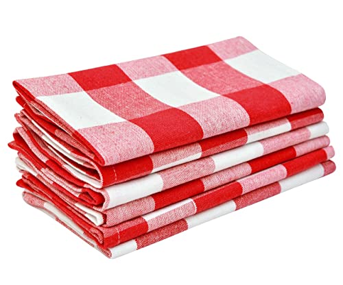 All Cotton and Linen Red Checkered Napkin