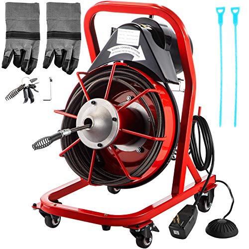 VEVOR Electric Drain Auger 50FT x 1/2In. Drain Cleaner Machine