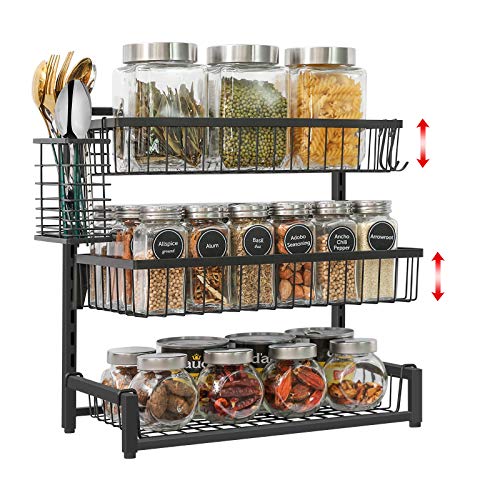 X-cosrack 3 Tier Spice Rack with Cutlery Basket