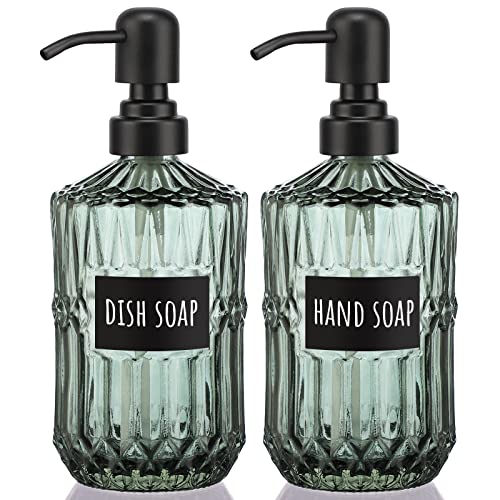 Pump Bottles Glass Soap Dispenser with Labels
