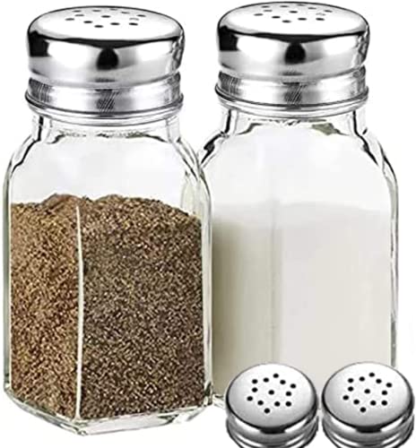 Lid-Clear Glass Salt and Pepper Shakers Set