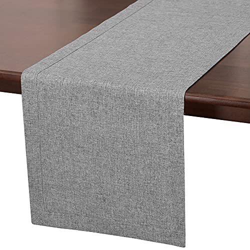 Grelucgo Short Solid Grey Color Fabric Dining Table Runner